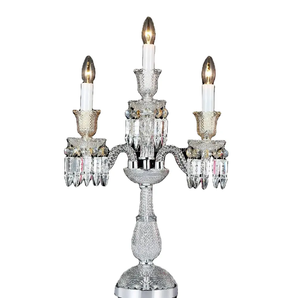 Waterford Crystal 3-Candeeiro de Mesa de Luz Para O Quarto de Dormir, Chrome + Limpar