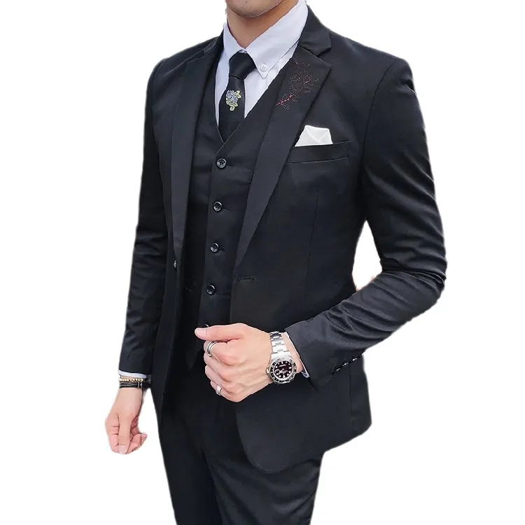 Conjunto de chaqueta + chaleco + Pantalones para hombre, traje de boda de boutique de moda, traje formal de negocios de tres piezas, novedad de 2020