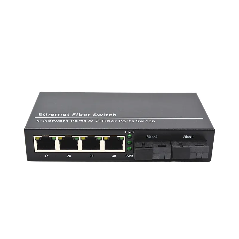 Interruptor de rede de anel gigabit de alta qualidade 2 * portas ópticas SC + 4 * 10/100/1000M RJ45 suporte para rede de anel VLAN