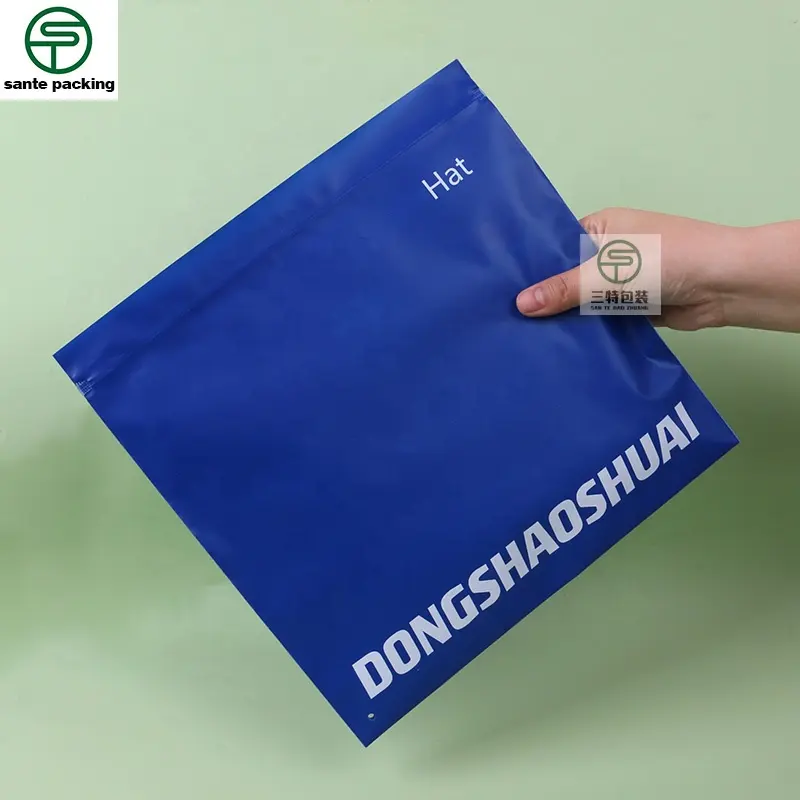 Impresión personalizada logotipo propio camisetas azules ropa interior embalaje bolsa con cremallera bolsa de plástico reciclable de lujo bolsas de calcetines resellables