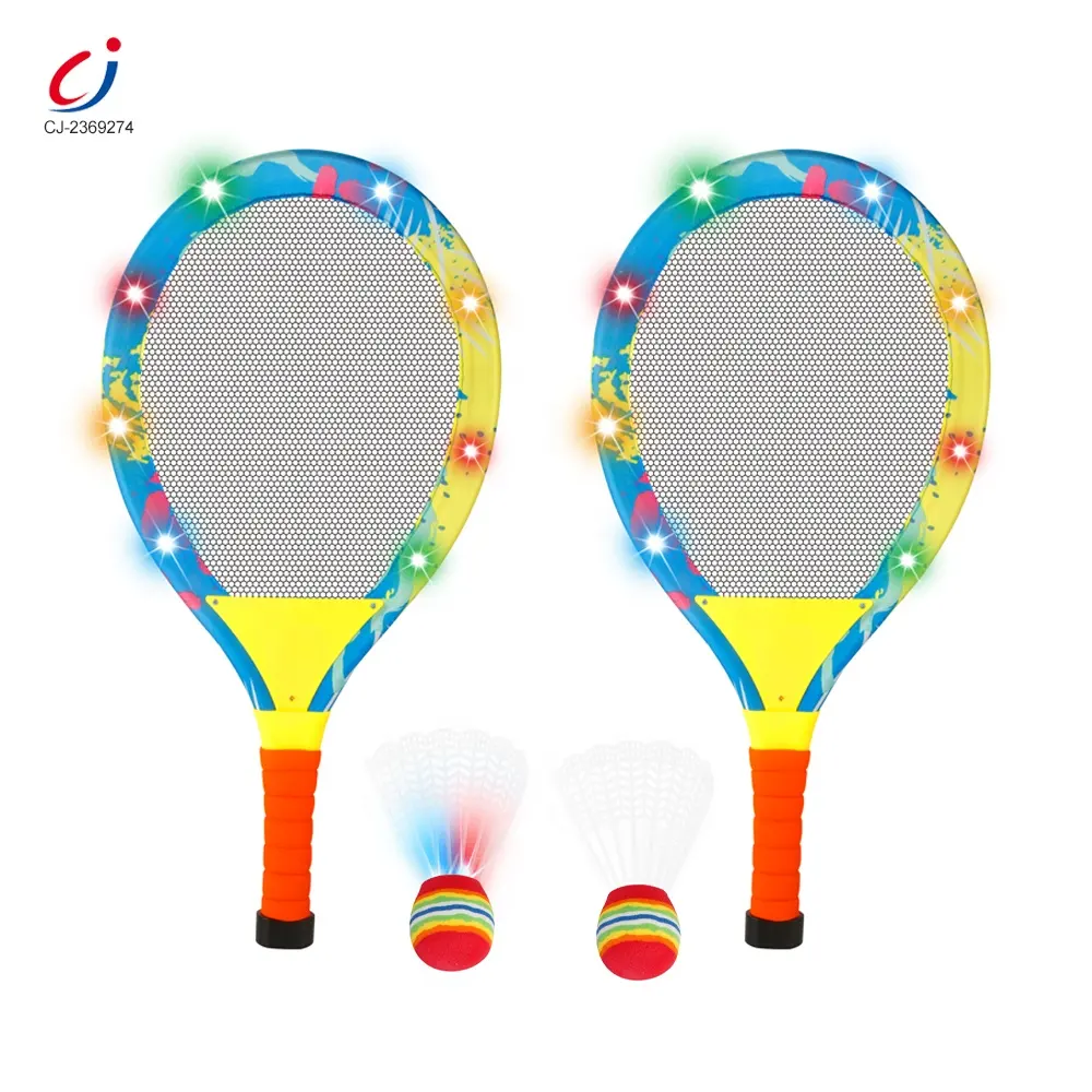 Chengji kid playing sports toy outdoor interactive lampeggiante racchetta giocattoli da tennis luci flash racchetta giocattolo con palline