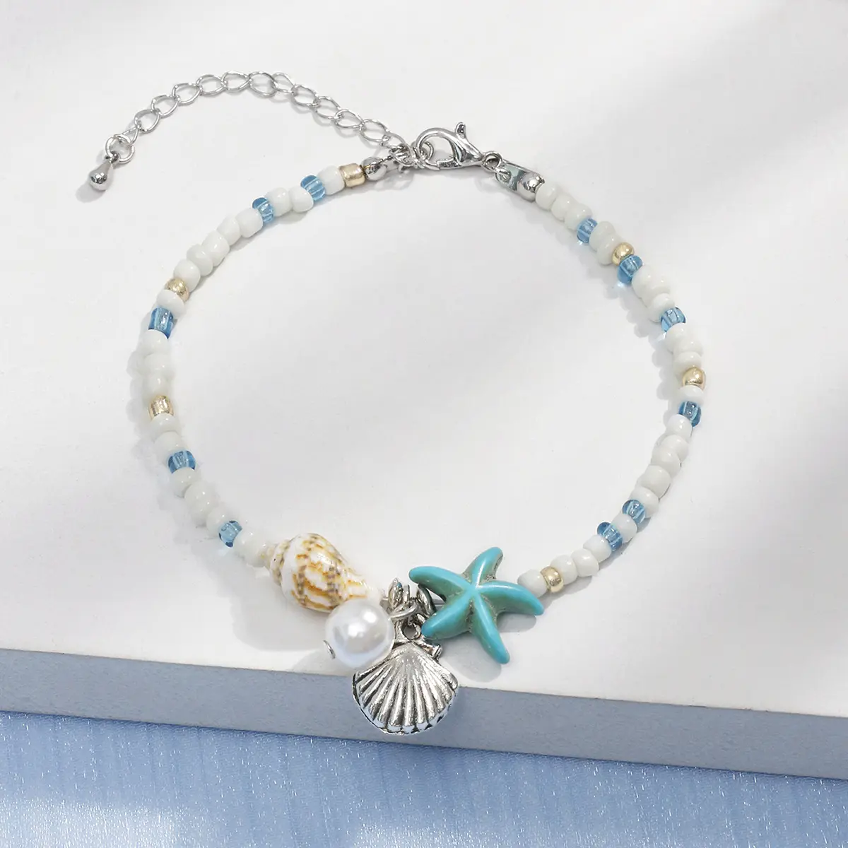 Kinling OEM Pulsera Trenzada Estrella De Mar bracciale intrecciato con stelle marine bohémien bracciale con perline conchiglia da spiaggia estiva