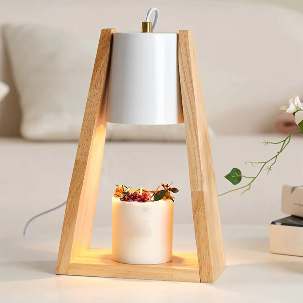 Personalizza la lampada da tavolo elettrica profumata di legno con vetro usb regolabile in altezza