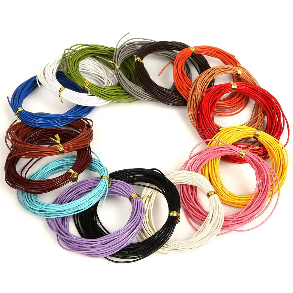 Mix Color Round Genuine Leather Rope Cord Beading Cords Jewelry Findings for Necklace Bracelet DIY