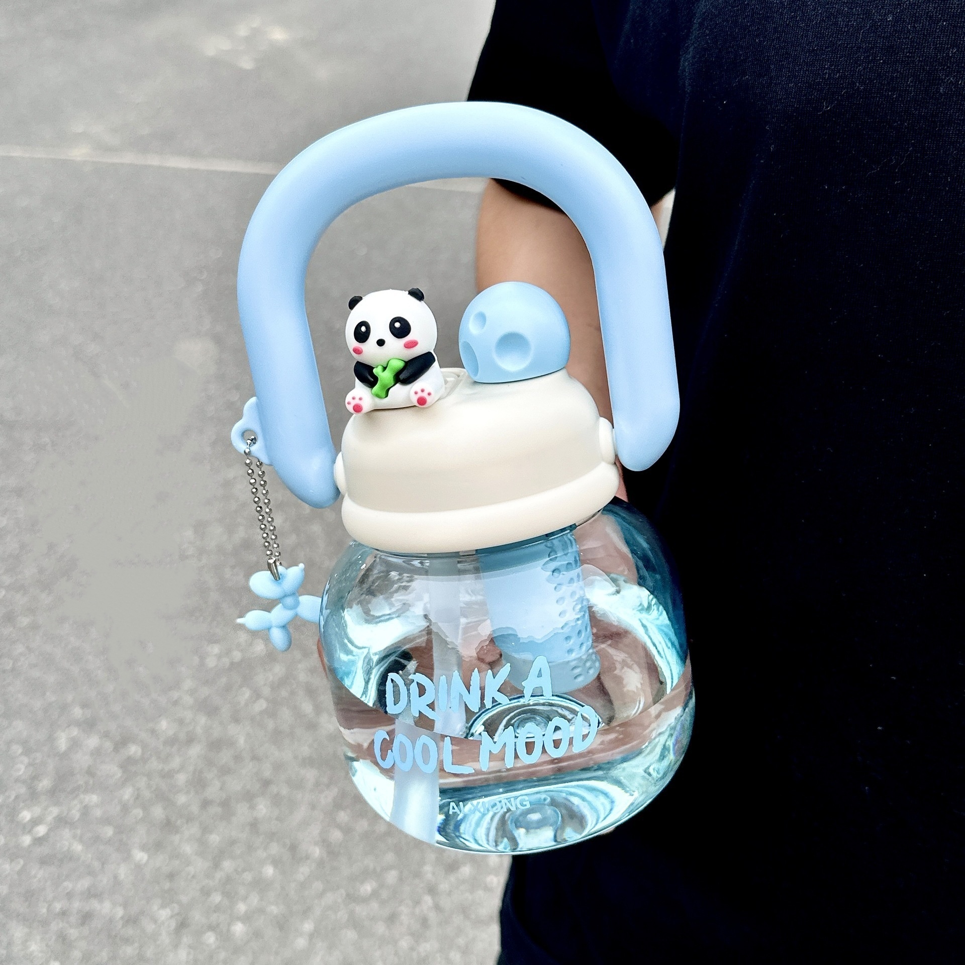 pendentif chiot en peluche panda bleu