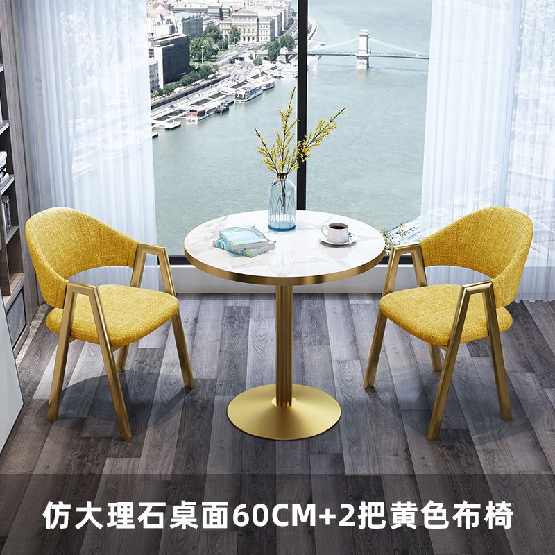 one table 2 chairs yellow cloth 60x60x75cm
