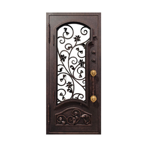 Modern Black Double Loyal Chinese Wrought Iron Accordion Doors Design Grill Main <strong>Entry</strong> with Fiberglass Screen Netting for Villas