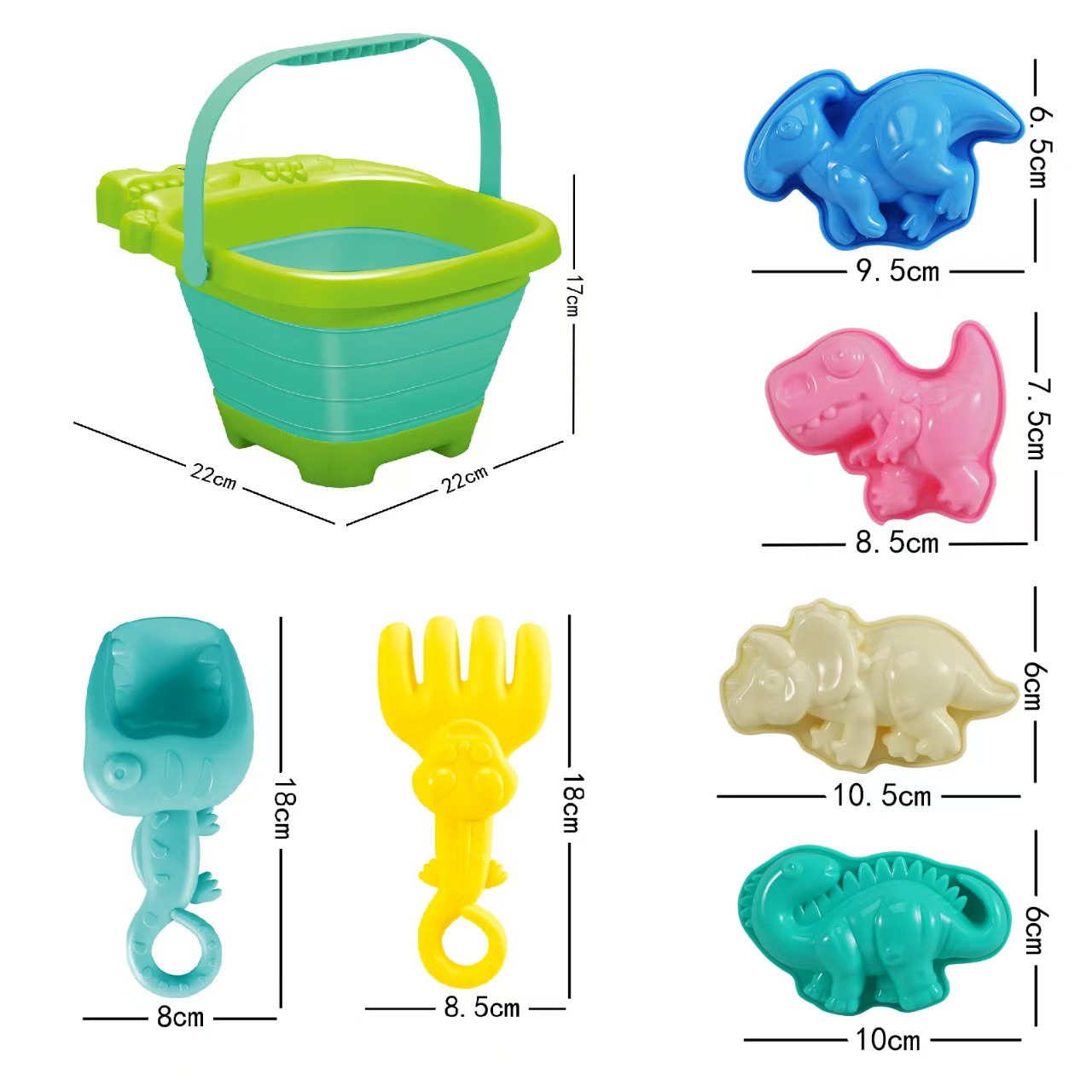 7-piece set of green folding bucket net bags