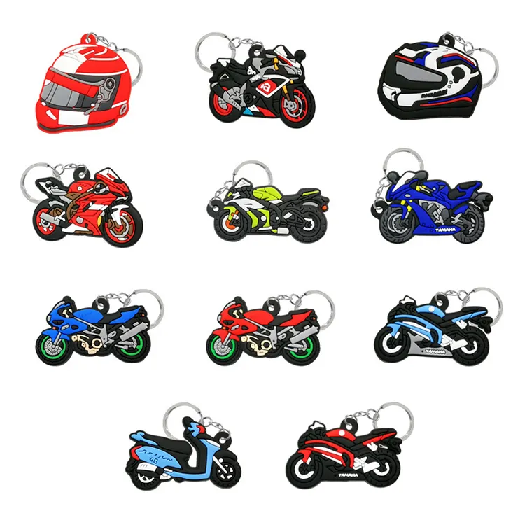 Puppe Anhänger Cartoon Animation Benutzer definiertes Logo Geschenk Motorrad Doppelseitiger PVC Schlüssel bund