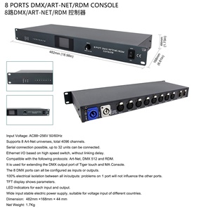 8 porte Artnet Controller di illuminazione con canali 4096 RDM Dimmers amplificatore convertitore 8x512 di uscita - Product Image 2