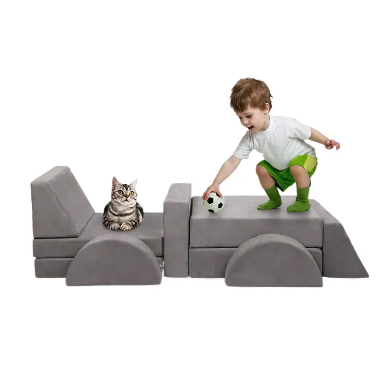 Sofa bermain anak-anak busa balita dalam ruangan kustom Sofa Modular untuk ruang tamu set permainan lembut untuk anak laki-laki dan perempuan