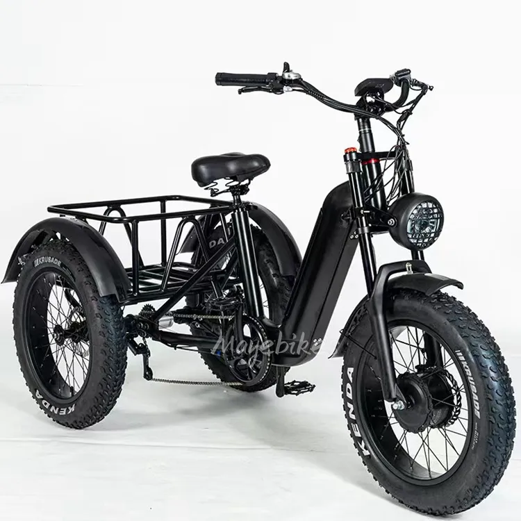 20 "x4.0 ebike 3 tekerlekler yağ lastik 48v 500w elektrikli bisiklet trike üç tekerlekli bisiklet 25km/saat hız ile çerçeve içinde vücut pil