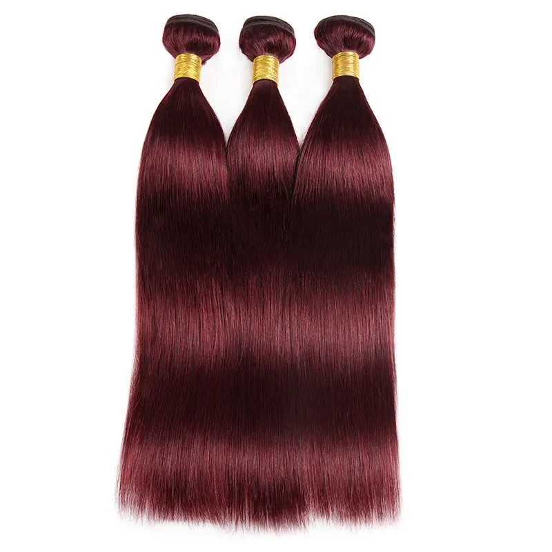 Lindal Real Human Hair Extension Clip 99j Straight Inslag Extensions Gemaakt Door Menselijk Haar Bordeaux Kleur