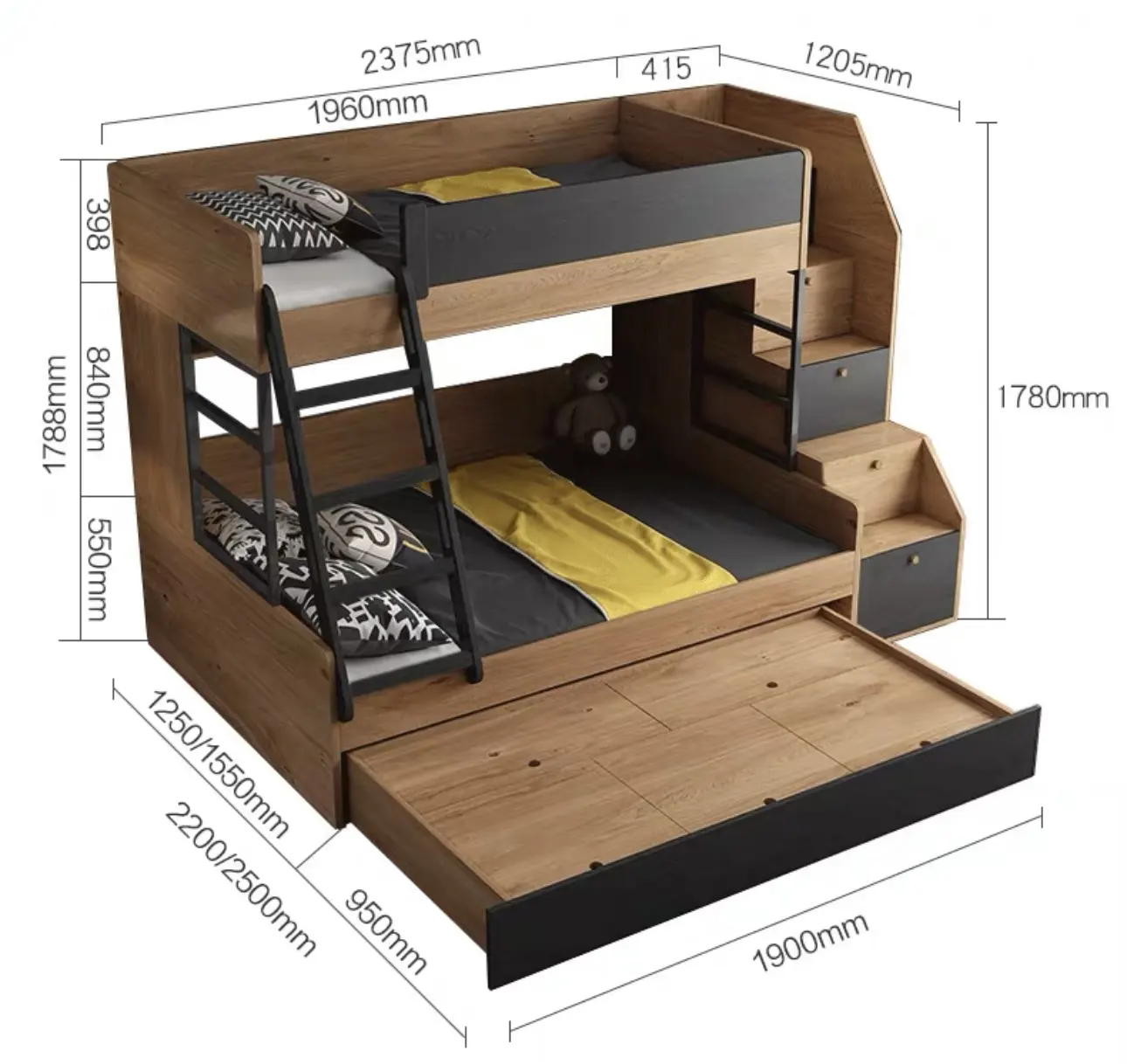 Çocuk yatak odası mobilyası modern ucuz basit fiyat mdf camas de madera yatak odası çocuklar için setleri ranza
