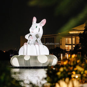 インフレータブルバニー、面白いウサギInflatables、イベントのためのインフレータブル白ウサギを変更するLED色 - Product Image 6