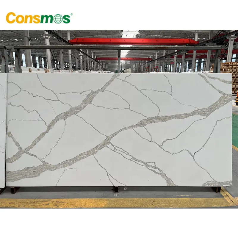 Consmos Trắng Quartz slab đánh bóng nhân tạo thạch anh đá tấm cho nhà bếp truy cập