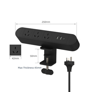 オーストラリアのスマート隠し電源ソケットインテリジェントデザインUSBポート付きテーブル用3ウェイプラグクランプ充電器電源ソケット - Product Image 4