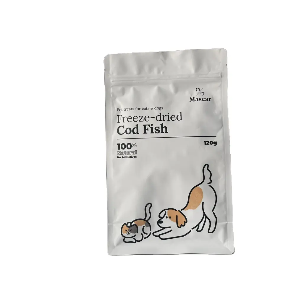 Ziplock papel de aluminio perro plástico fondo plano personalizado seco comida para mascotas Kg bolsas bolsa de embalaje