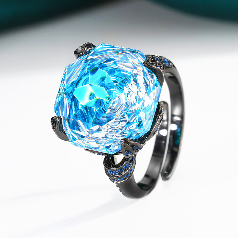 Bague taille ajustable noir or bleu marine