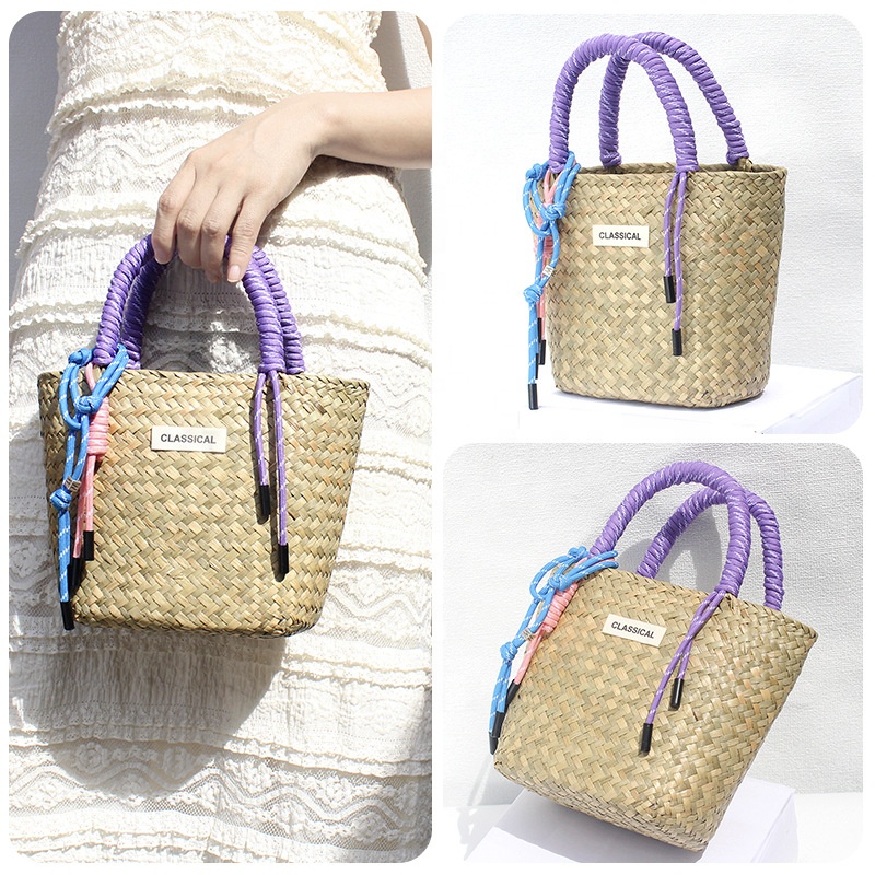 Bolso original + etiqueta + asa de nailon morado