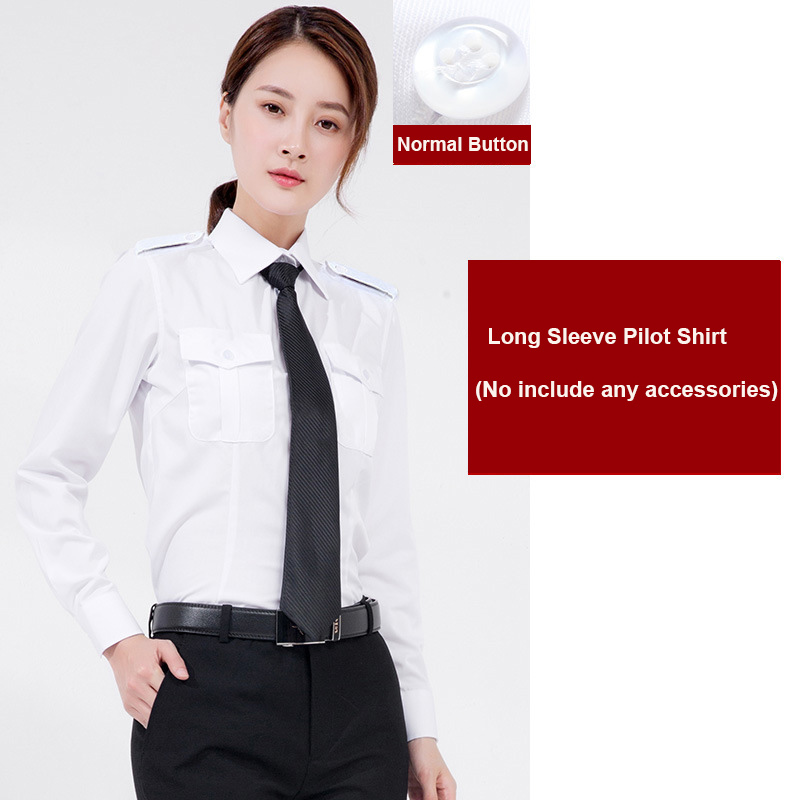 Chemise d'uniforme d'aviation blanche à manches longues