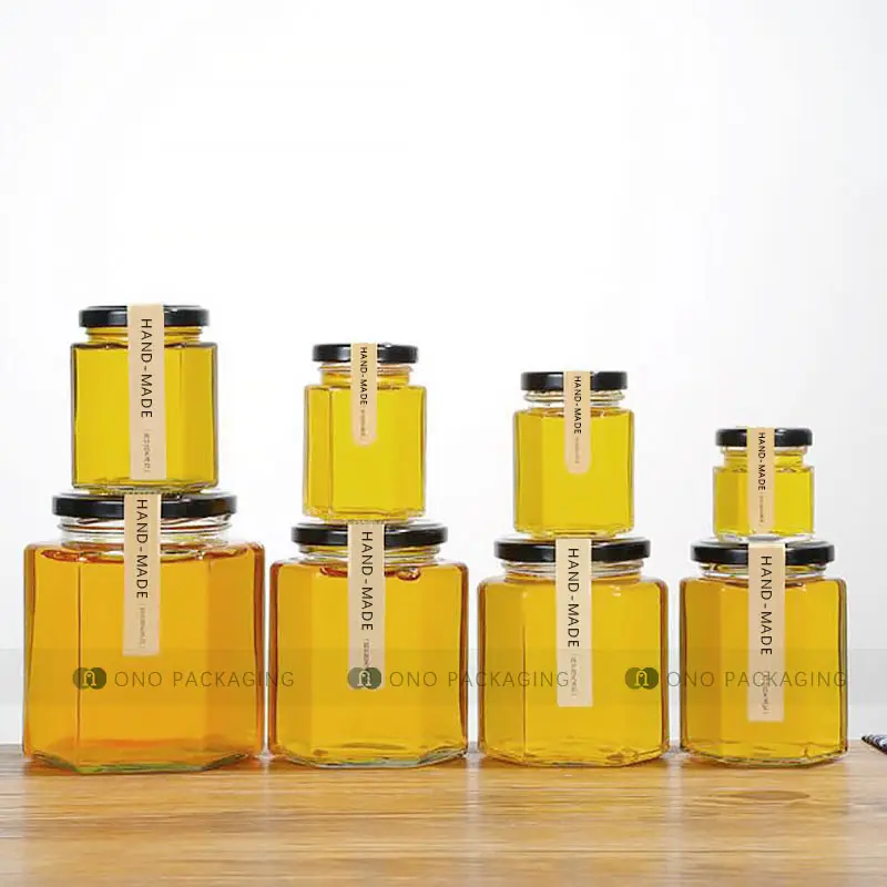OSHOW Custom 45ml 730ml barattoli e bottiglie di vetro vuoti trasparenti barattolo di miele per la conservazione degli alimenti in vetro di lusso all'ingrosso