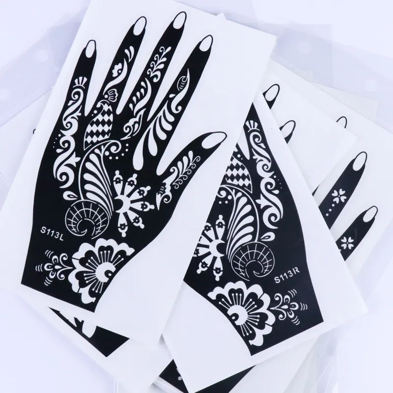 Benutzer definierte Tattoo Hand Finger Schmetterling Blumen Kinder Blatt aus Indien versand kostenfrei Henna Schablone Aufkleber Kit