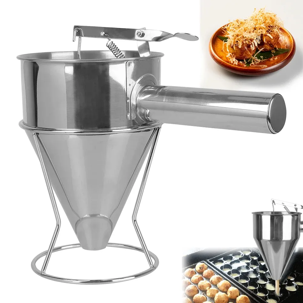 Creatore di pastella per Cupcake Pancake imbuto Dispenser con griglia in acciaio inox polpo strumenti per la cucina accessori