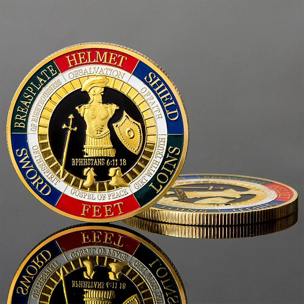 Logotipo personalizado da fábrica guarda os soldados moeda comemorativa deus armadura moeda desafio