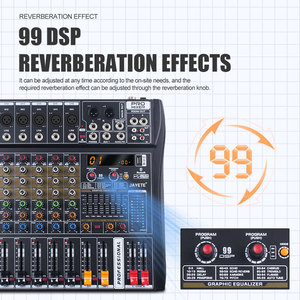 Pro Audio Professional consola sonido 6チャンネルオーディオステレオミキサー、デジタルサウンドカード付き7セグメントイコライゼーション99DSPDJミキサー - Product Image 4