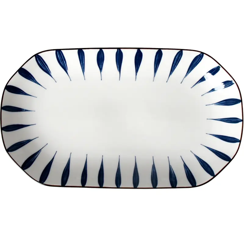 Bandeja aperitiva de porcelana para jantar, conjunto bandeja de porcelana oval branca de cerâmica para restaurante