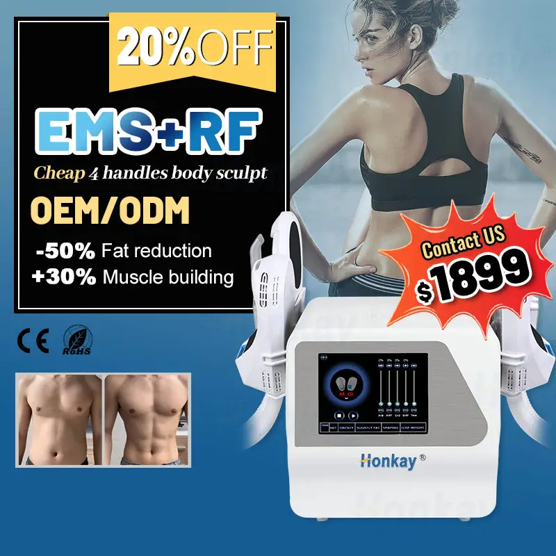 Certificado CE fácil operación 4 manijas pérdida de peso levantamiento muscular EMS body Sculpt neo EMS RF 2 en 1 máquina de adelgazamiento