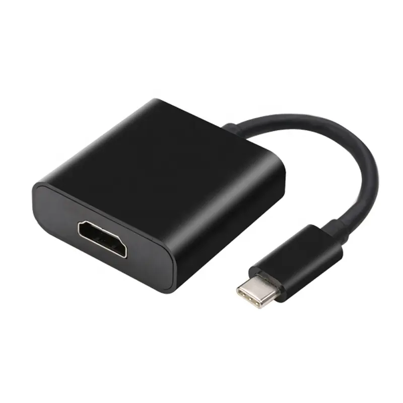 USB3.1 tip C HDMI adaptörü desteği 1080P, siyah renk HDTV Pvc + bakır tel erkek dişi nikel kaplama
