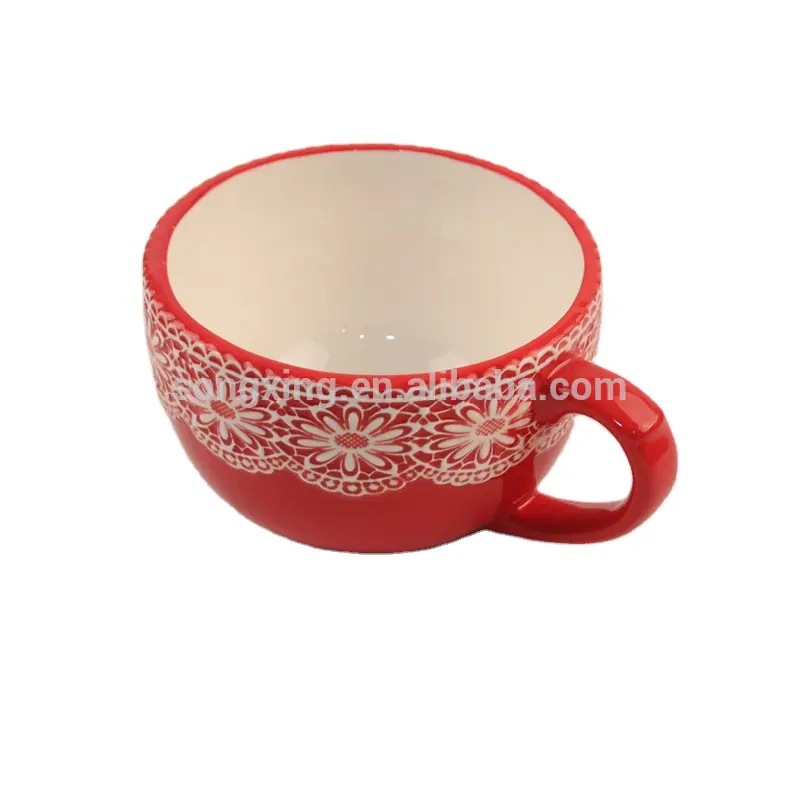أكواب قهوة من السيراميك على شكل وعاء أبيض يمكن تخصيصها حسب الطلب