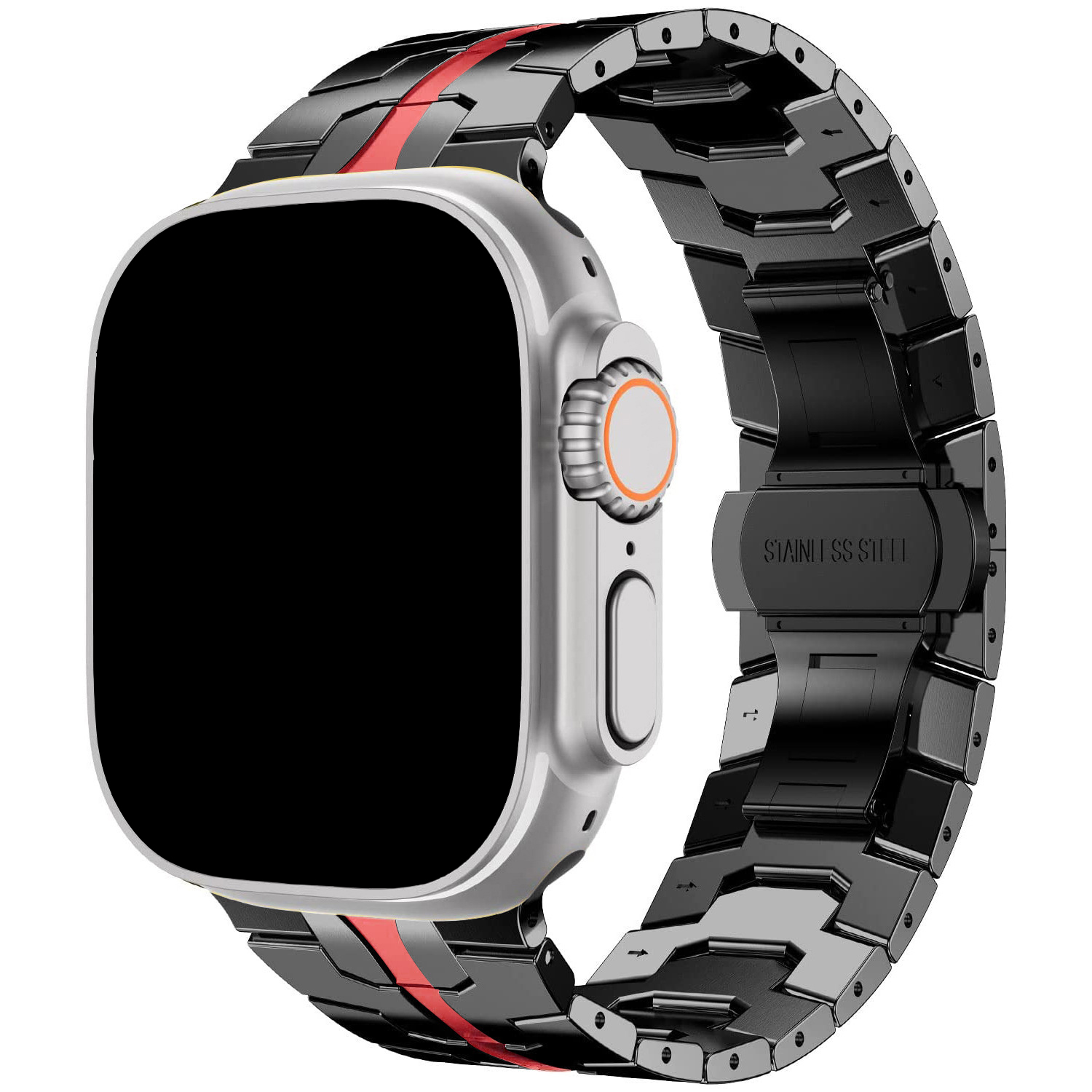 Black and red (stainless steel/butterfly clasp)