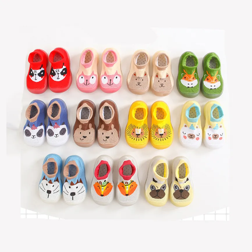 Zapatillas antideslizantes con diseño de Animal para bebé, zapatos de calcetín para primeros pasos, zapatillas de suela suave para niño y niña, M3309
