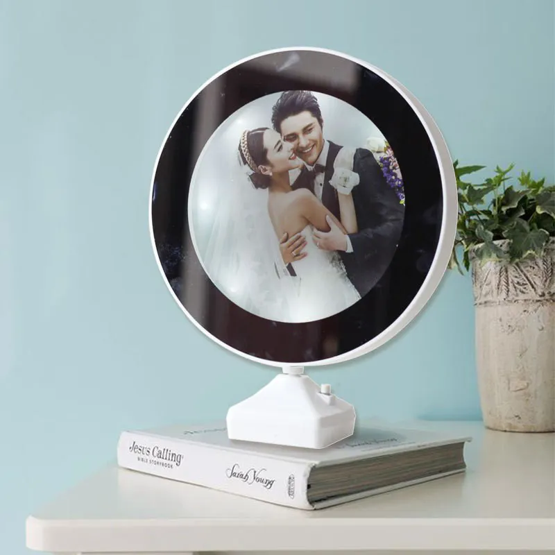 20% foto di sconto cornice vuota LED sublimazione specchio magico per il trucco specchio con caricatore USB a forma di cuore rotondo pronto per la spedizione