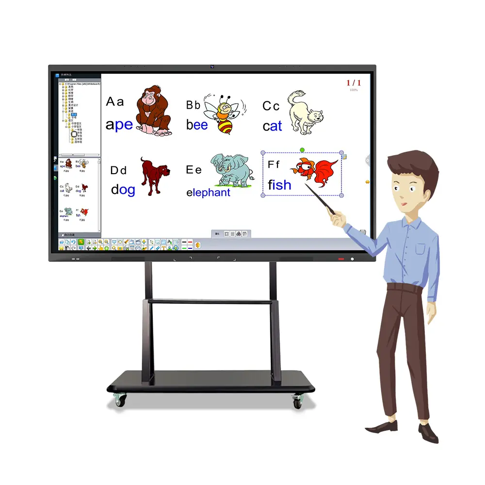 55/65/75/85/98/110 Inch Ops Slot Dual Systeem School Lcd-Display Pc Touchscreen Panel Smart Board Interactief Whiteboard