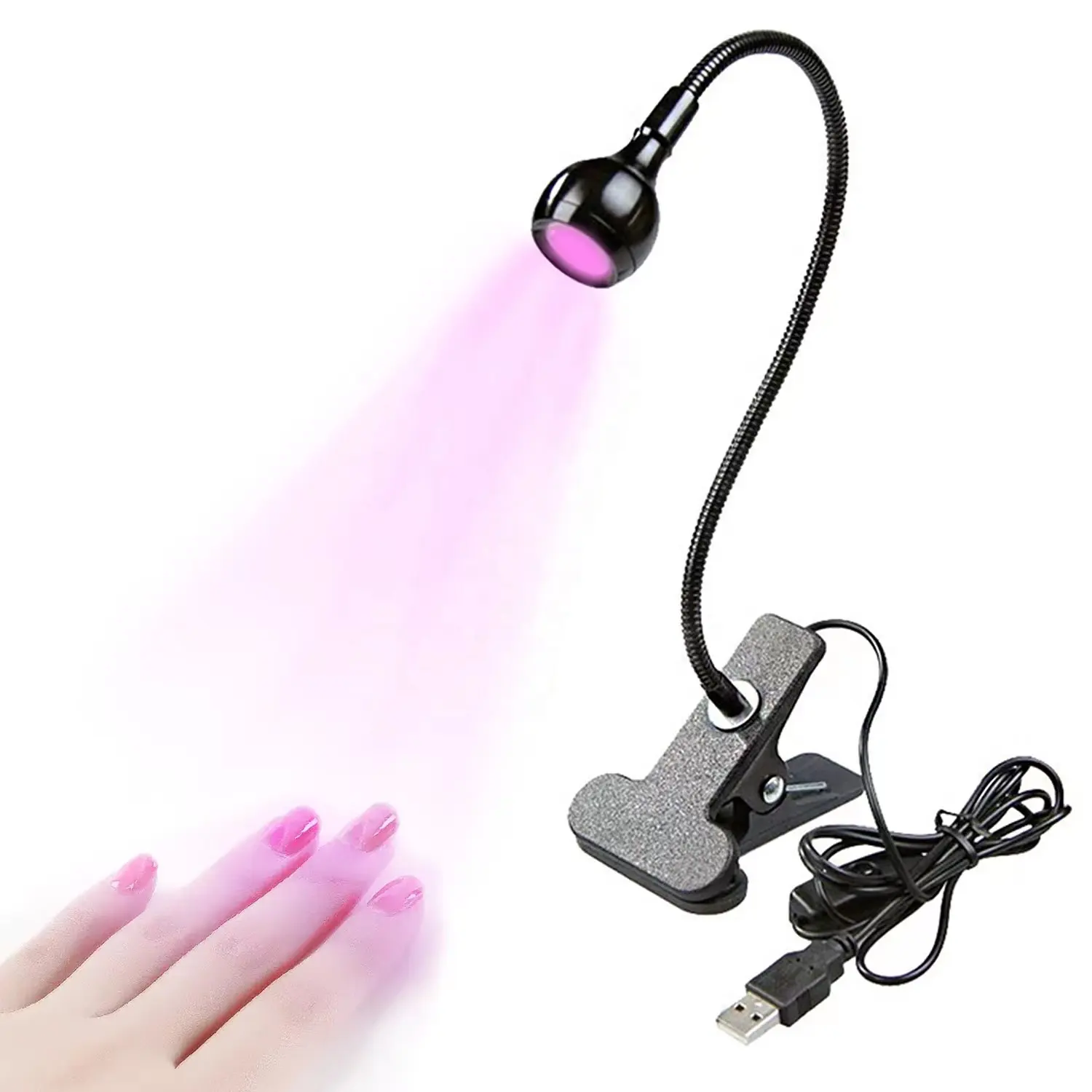 3W UV LED Desk Light Flexible Gooseneck and Clamp Mini Desk Light Portable Glue Curing Lamp Light for Nail