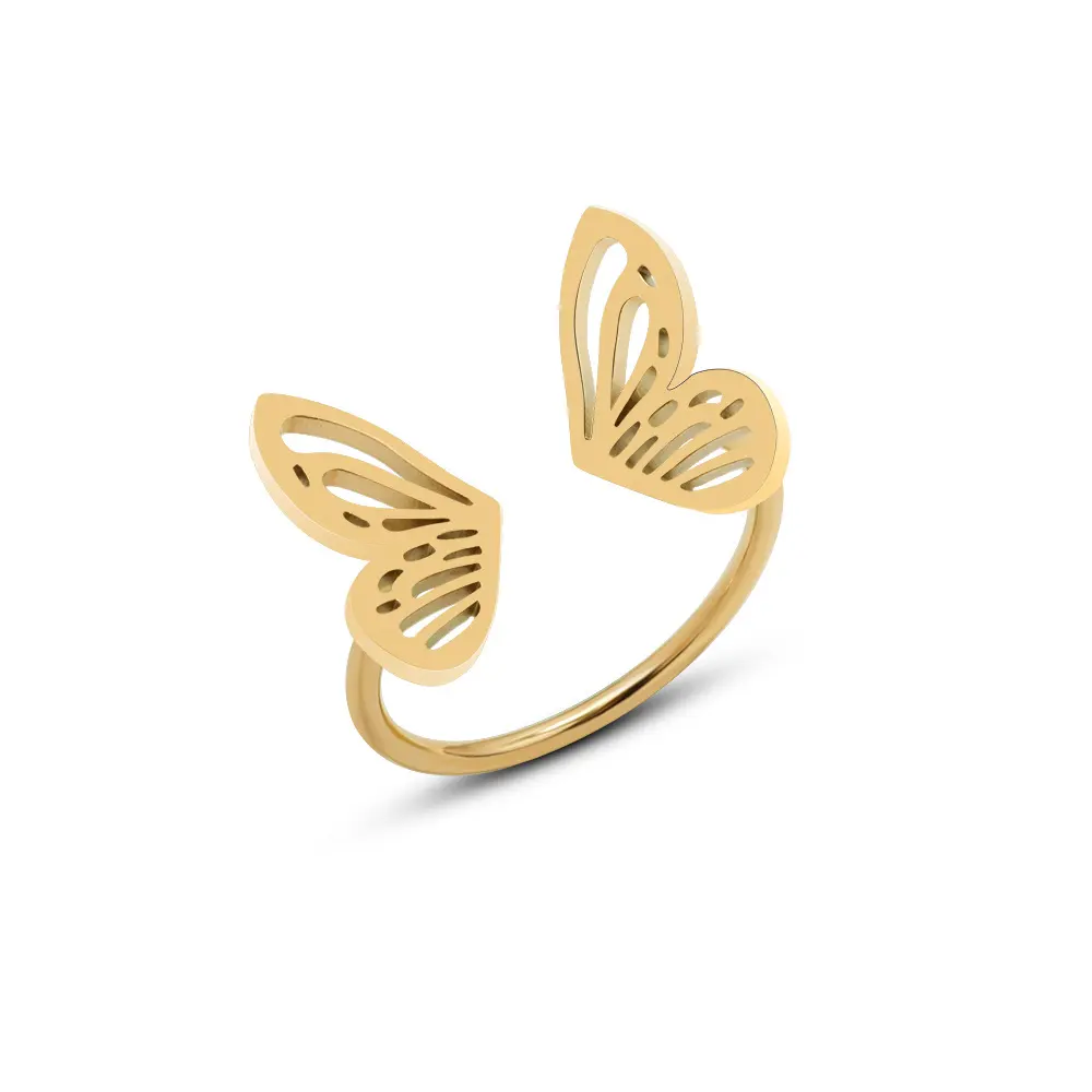 Zeadaer joyería personalizada de acero inoxidable 18K chapado en oro anillo de bodas