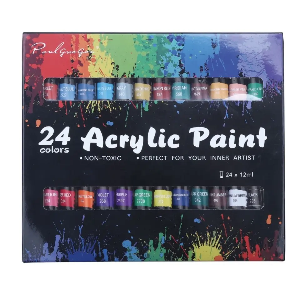 Rifornimenti di arte 12ml 24 colori pittura acrilica colori acrilici per tela