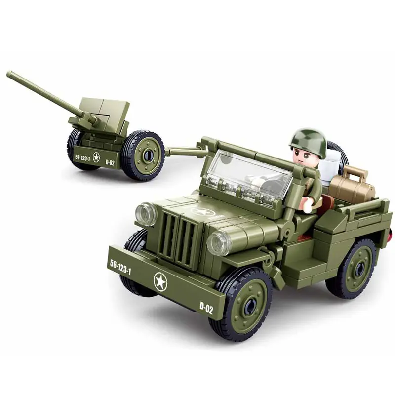 Sluban M38-0853 الجيش ويليس سيارة العسكرية نموذج خزان كتلة بناء اللعب للأطفال هدية بناء اللعب