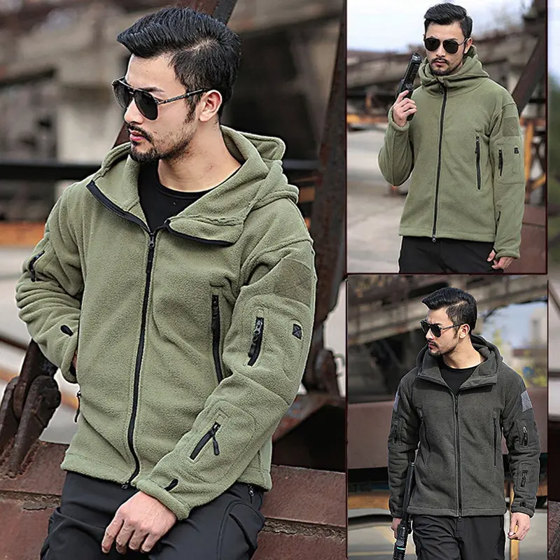 winter Stylish Plain Mens Jacket Zip Fly Zipper Design Multi-Pockets Long Sleeve hoodies men's jackets coats