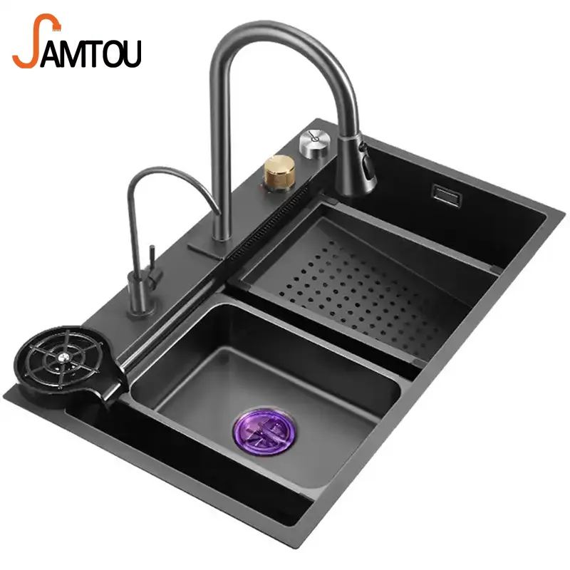 SAMTOU apron farmhouse handmade kitchen sink for sale stainless steel handmade kitchen sink 304 stainless steel gold handmade