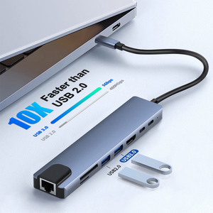8 In 1 stazione Dock tipo C a HDTV-Compa 4K 5Gb 3.0 Rj45 porta di rete tipo C adattatore Splitter Hub Usb C per computer portatile e telefono - Product Image 1