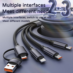 HPY-0007 Universal 2 in 3 Data Transmission <strong>Cable</strong> Multiple Interfaces 1.2m Silicone Fast Charging Usb <strong>Cable</strong> for Phone - Product Image 3