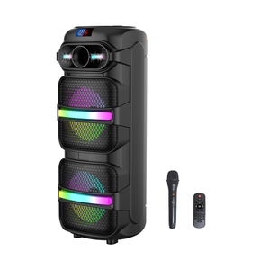 ABS8201 Daul 8 inç açık kablosuz mavi-diş arabası hoparlör ile kablosuz mikrofon taşınabilir RGB işık bas Woofer aktif hoparlör