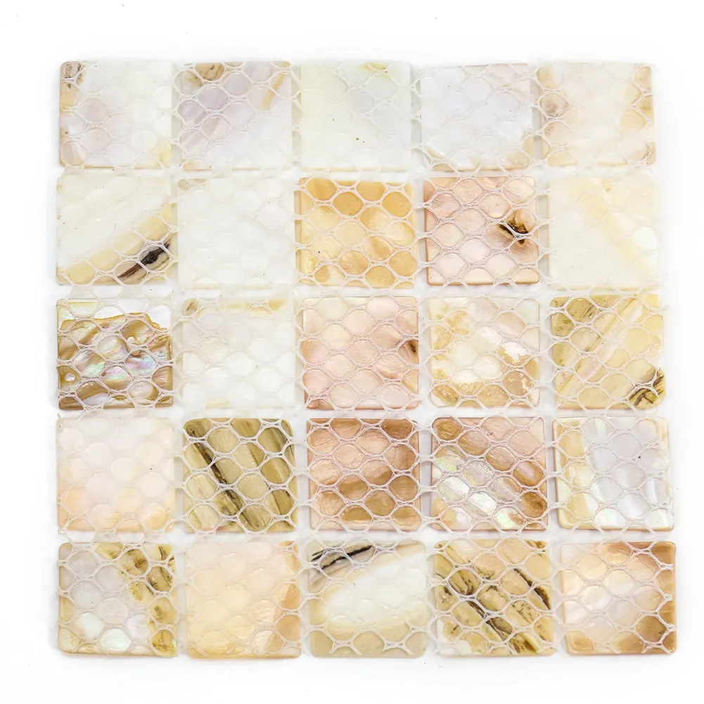 Piezas cuadradas de corte de concha de agua dulce, Mantel Individual de mosaico con cuentas, herramientas de cocina para manualidades de conchas de mar