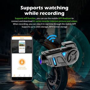 EJEAS K1 1000m motocicleta sistema Bluetooth intercomunicador MESH Cámara para casco de motocicleta Auriculares 2K WiFi Video intercomunicador - Product Image 4