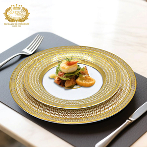 Bộ đồ ăn sứ xương cao cấp mạ vàng thật 98 món, phong cách hoàng gia sang trọng, dùng cho đám cưới, khách sạn, nhà hàng - Product Image 2